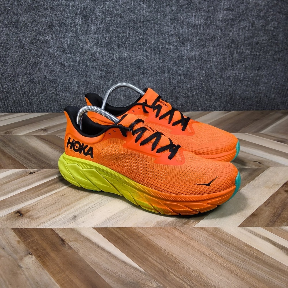 Hoka One One Trainers Mens 9D Arahi 7 Electric Tangerine Black Running Shoes